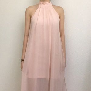 Blush Pink Flowy Midi/Maxi Dress